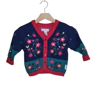 Vintage Gymboree | Colorful Floral Knit Button Front Cardigan Sweater